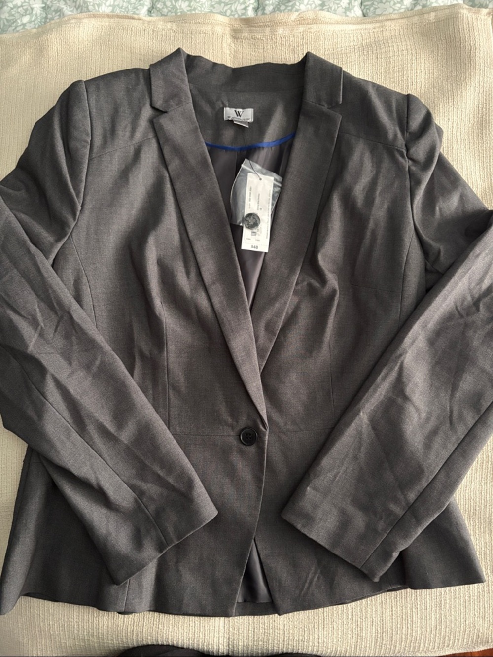 W by Worth Women's Charcoal Single-Button Blazer